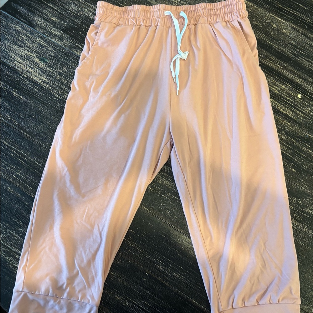 Ladies Peach Drawstring Jogger Bottoms